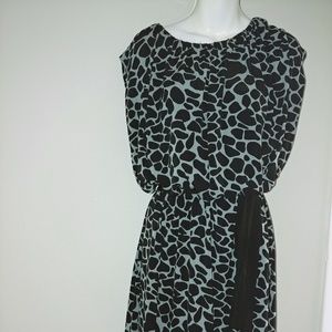 Grey and Black Tie Waist Dress